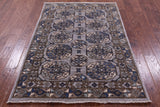 Grey Turkmen Ersari Hand Knotted Wool Rug - 4' 1" X 5' 11" - Golden Nile