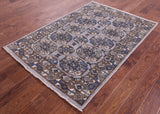 Grey Turkmen Ersari Hand Knotted Wool Rug - 4' 1" X 5' 11" - Golden Nile