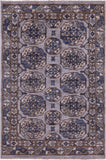 Grey Turkmen Ersari Hand Knotted Wool Rug - 4' 1" X 5' 11" - Golden Nile