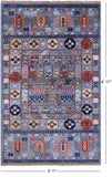 Blue Turkmen Ersari Hand Knotted Wool Rug - 3' 1" X 4' 11" - Golden Nile