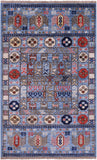 Blue Turkmen Ersari Hand Knotted Wool Rug - 3' 1" X 4' 11" - Golden Nile