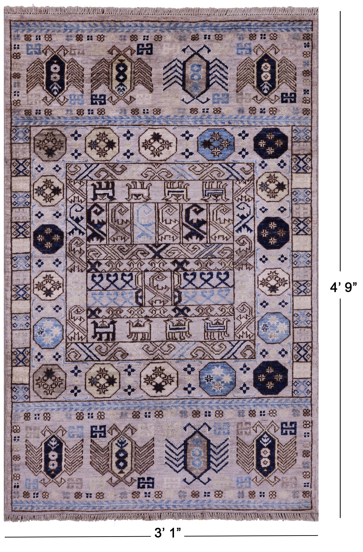 Turkmen Ersari Hand Knotted Wool Rug - 3' 1" X 4' 9" - Golden Nile