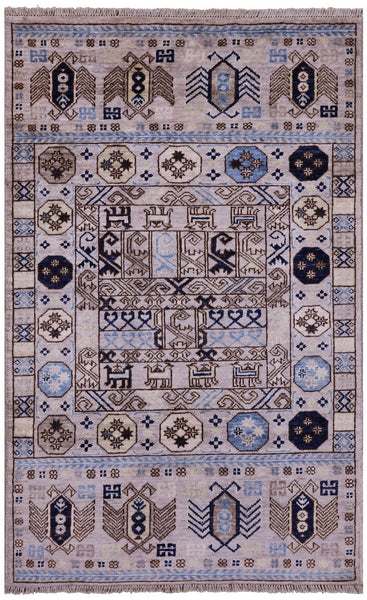 Turkmen Ersari Hand Knotted Wool Rug - 3' 1" X 4' 9" - Golden Nile