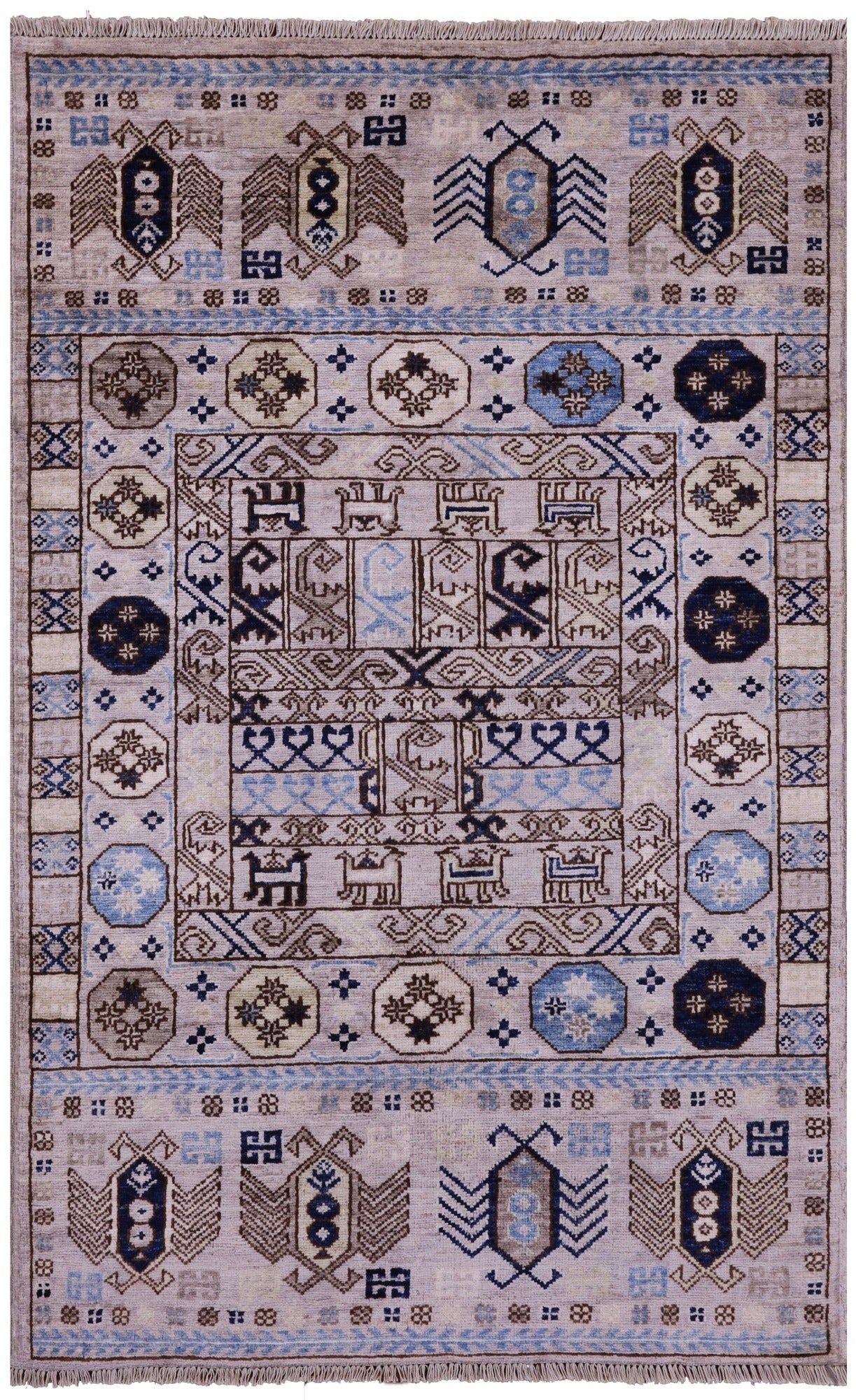 Turkmen Ersari Hand Knotted Wool Rug - 3' 1" X 4' 9" - Golden Nile