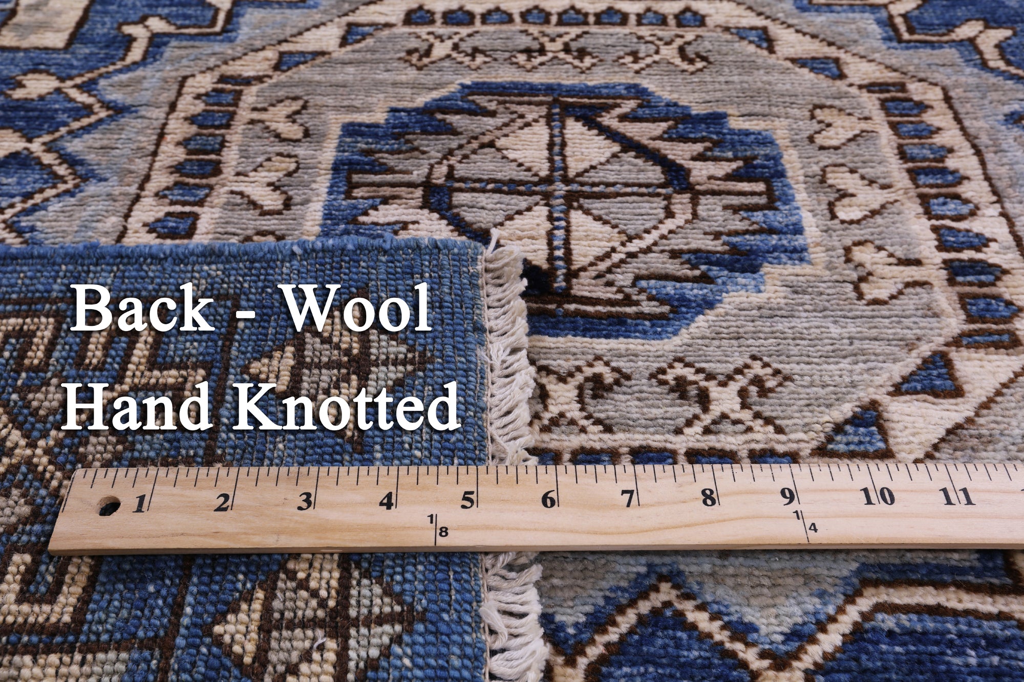 Blue Turkmen Ersari Hand Knotted Wool Runner Rug - 3' 1" X 8' 2" - Golden Nile