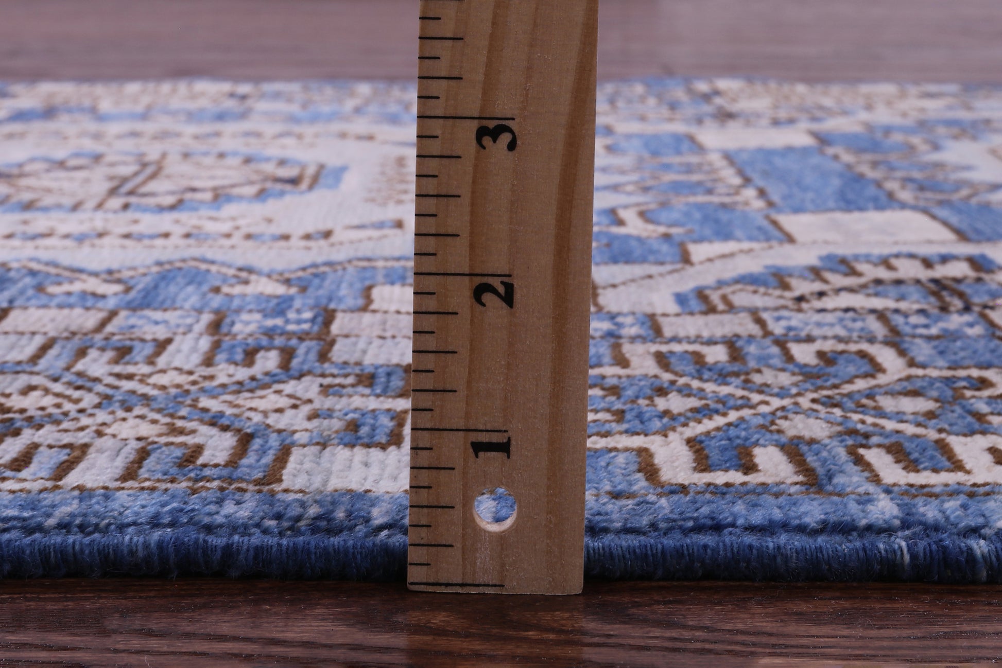 Blue Turkmen Ersari Hand Knotted Wool Runner Rug - 3' 1" X 8' 2" - Golden Nile