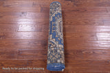 Blue Turkmen Ersari Hand Knotted Wool Runner Rug - 3' 1" X 8' 2" - Golden Nile