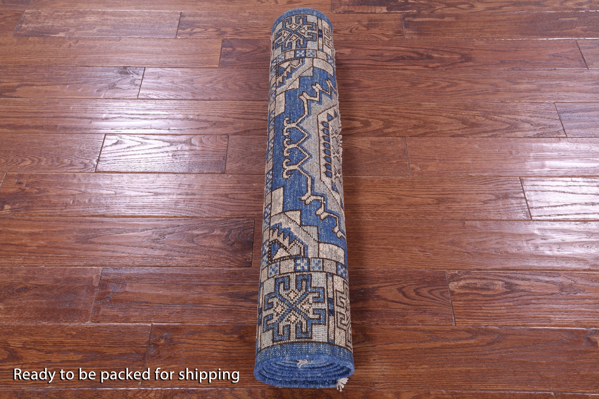 Blue Turkmen Ersari Hand Knotted Wool Runner Rug - 3' 1" X 8' 2" - Golden Nile