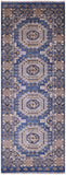 Blue Turkmen Ersari Hand Knotted Wool Runner Rug - 3' 1" X 8' 2" - Golden Nile