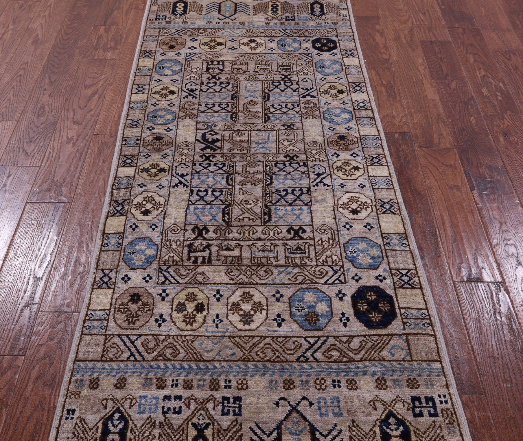 Ivory Turkmen Ersari Hand Knotted Wool Runner Rug - 2' 9" X 7' 8" - Golden Nile