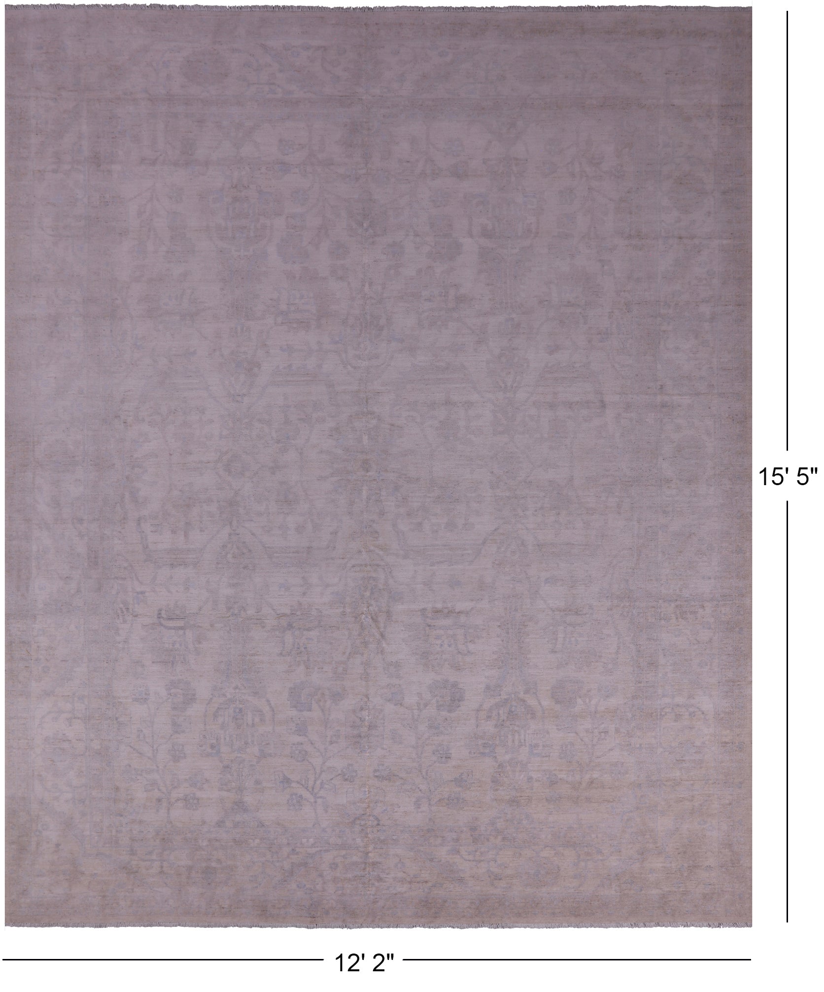 Ivory Turkish Oushak Handmade Wool Rug - 12' 2" X 15' 5" - Golden Nile
