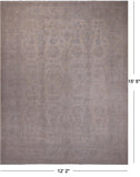 Ivory Turkish Oushak Handmade Wool Rug - 12' 2" X 15' 5"