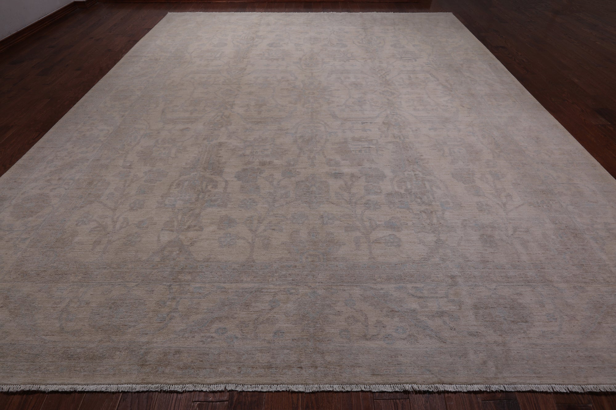 Ivory Turkish Oushak Handmade Wool Rug - 12' 2" X 15' 5"