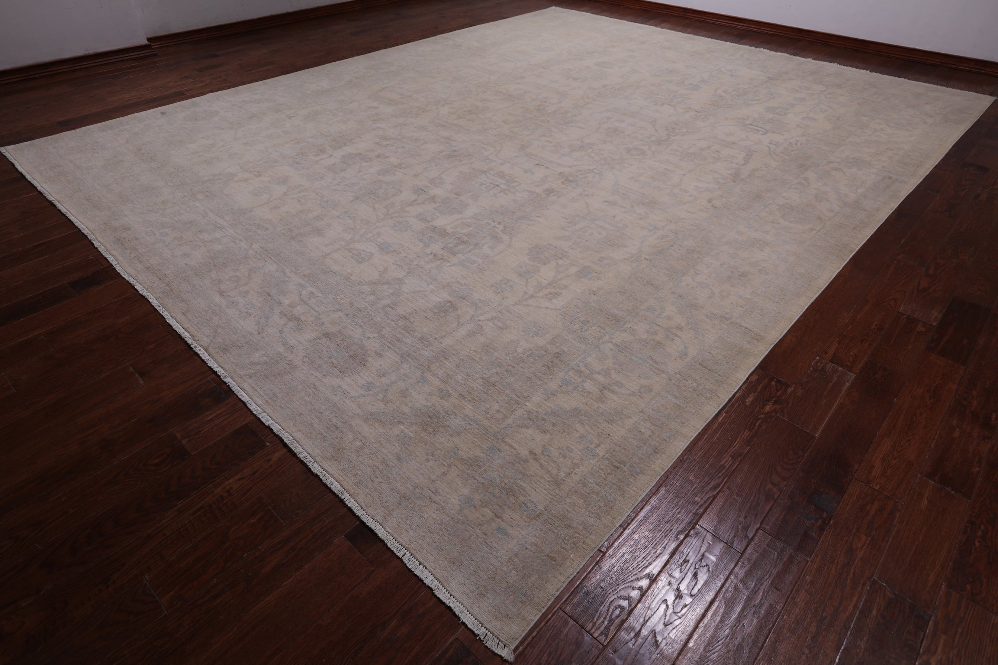 Ivory Turkish Oushak Handmade Wool Rug - 12' 2" X 15' 5"