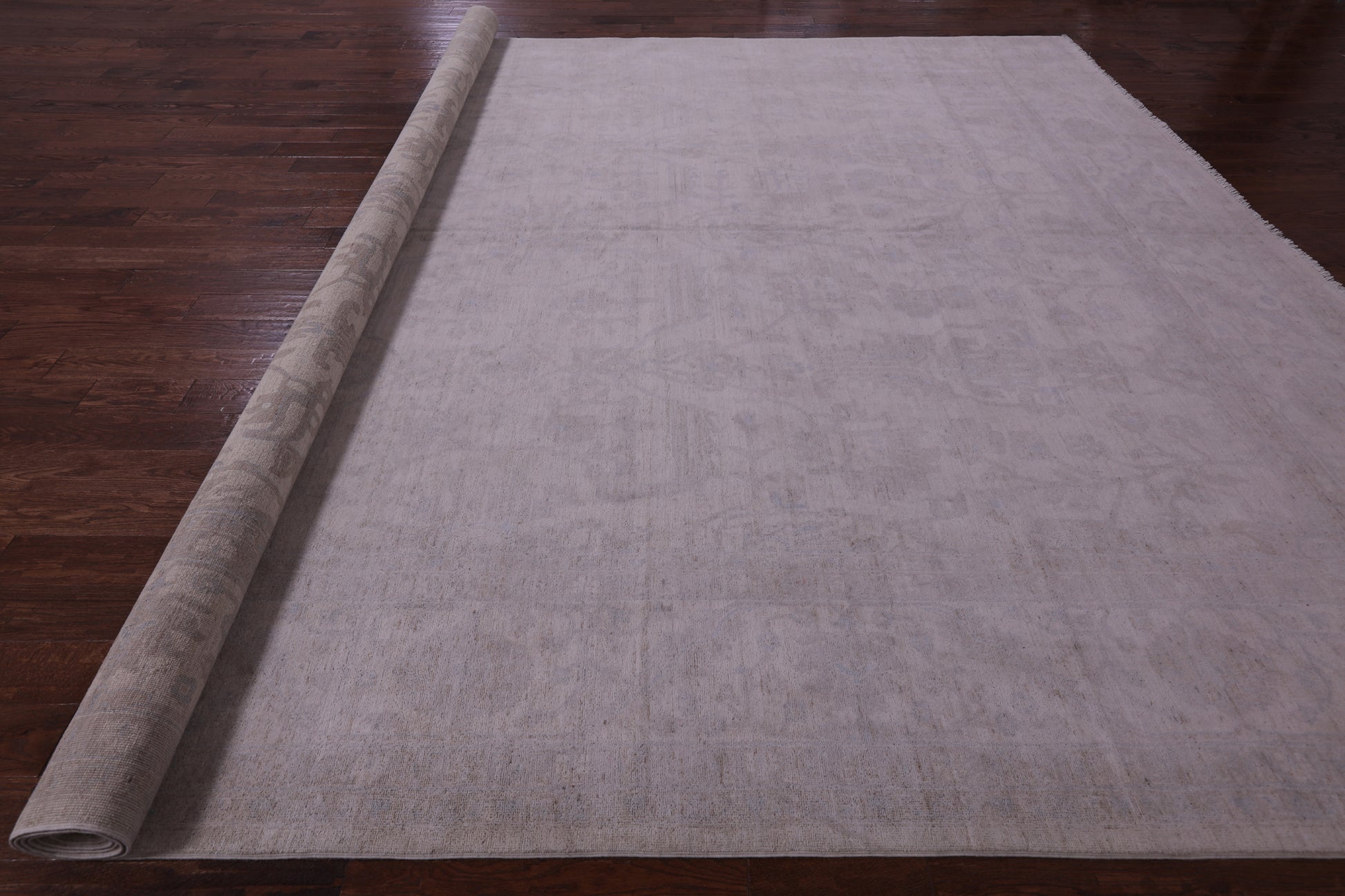 Ivory Turkish Oushak Handmade Wool Rug - 12' 2" X 15' 5" - Golden Nile