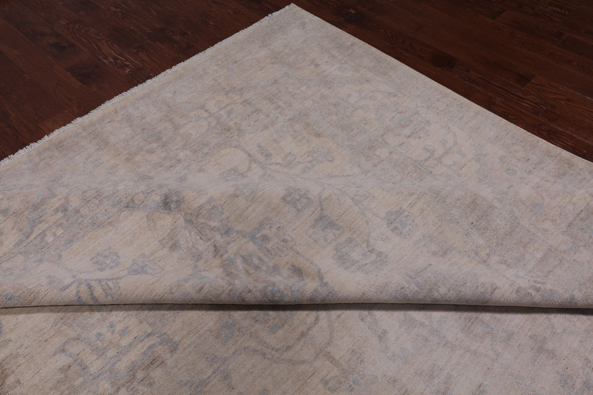 Ivory Turkish Oushak Handmade Wool Rug - 12' 2" X 15' 5"