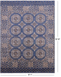 Blue Turkmen Ersari Hand Knotted Wool Rug - 8' 1" X 10' 9" - Golden Nile