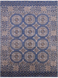 Blue Turkmen Ersari Hand Knotted Wool Rug - 8' 1" X 10' 9" - Golden Nile
