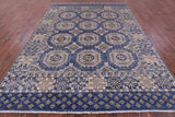 Blue Turkmen Ersari Hand Knotted Wool Rug - 8' 1" X 10' 9" - Golden Nile