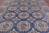 Blue Turkmen Ersari Hand Knotted Wool Rug - 8' 1" X 10' 9" - Golden Nile
