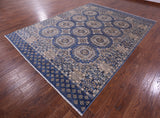 Blue Turkmen Ersari Hand Knotted Wool Rug - 8' 1" X 10' 9" - Golden Nile