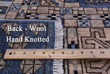 Blue Turkmen Ersari Hand Knotted Wool Rug - 8' 1" X 10' 9" - Golden Nile