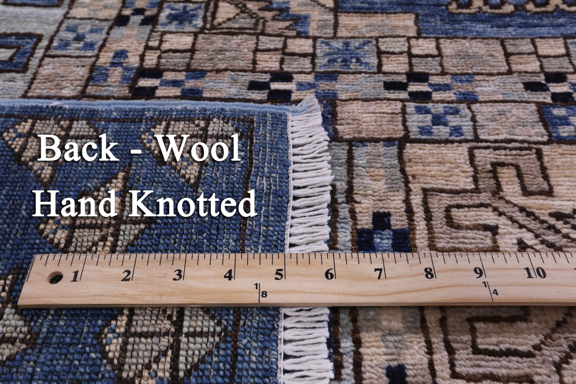 Blue Turkmen Ersari Hand Knotted Wool Rug - 8' 1" X 10' 9" - Golden Nile