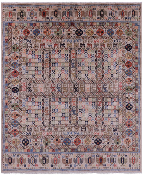 Turkmen Ersari Handmade Wool Rug - 8' 0" X 9' 6" - Golden Nile