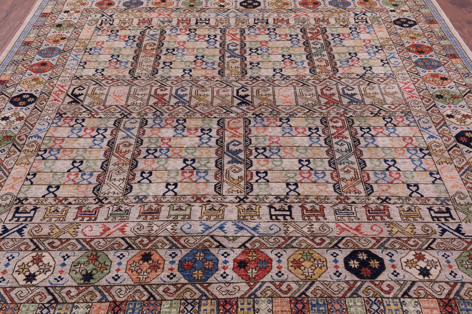 Turkmen Ersari Handmade Wool Rug - 8' 0" X 9' 6" - Golden Nile