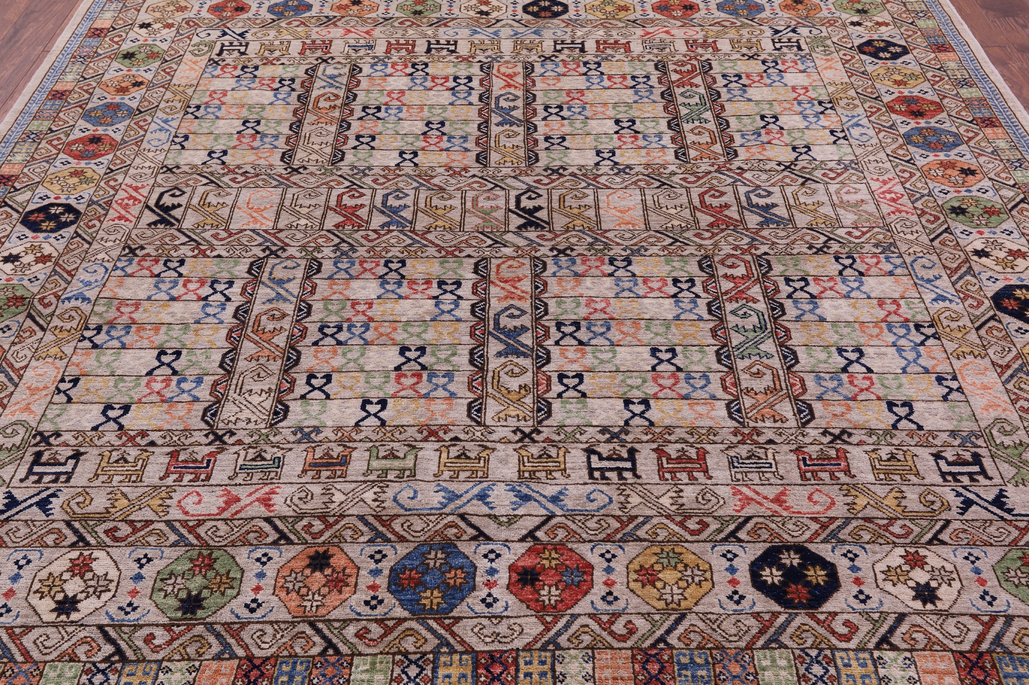 Turkmen Ersari Handmade Wool Rug - 8' 0" X 9' 6" - Golden Nile
