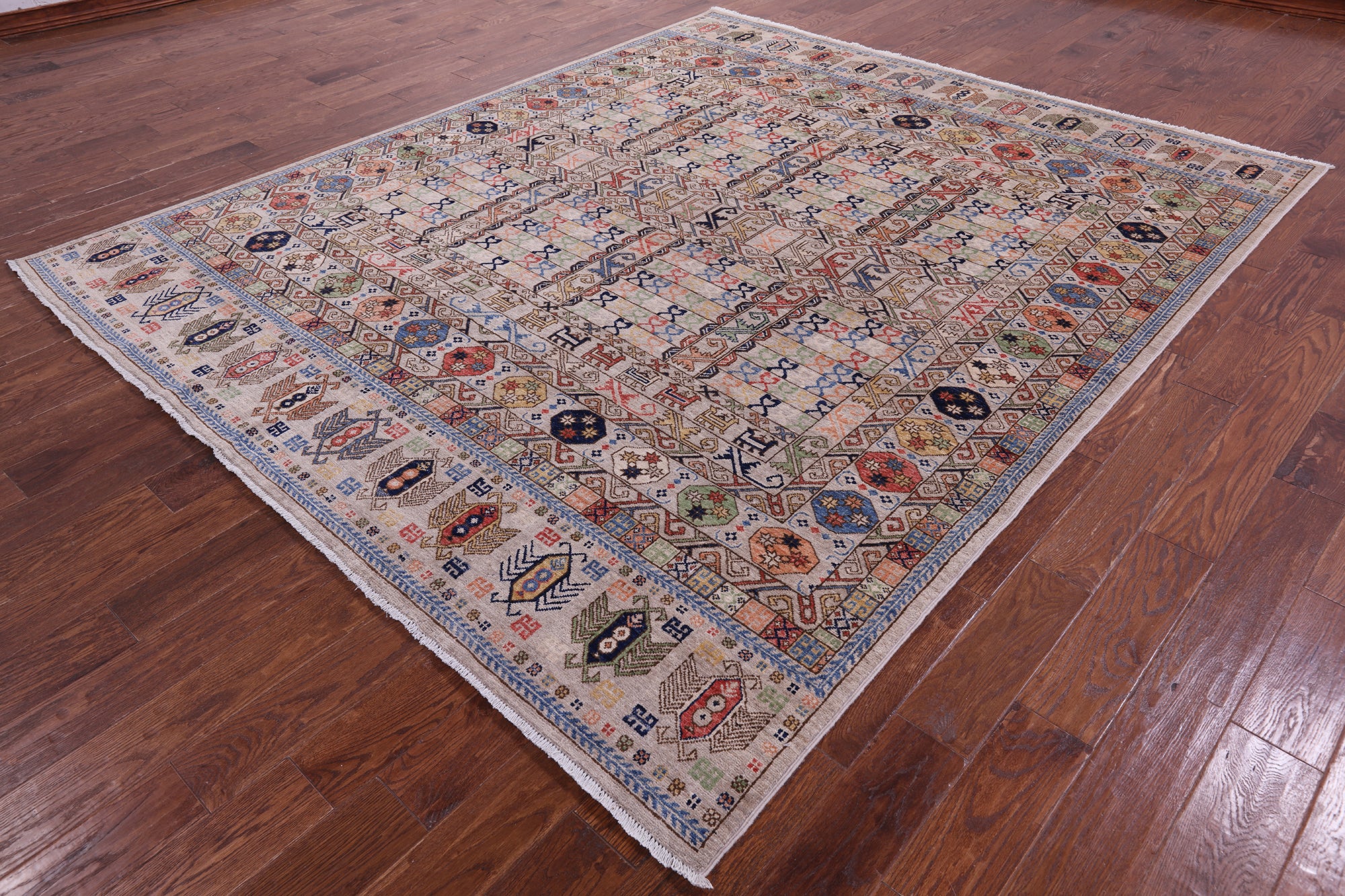 Turkmen Ersari Handmade Wool Rug - 8' 0" X 9' 6" - Golden Nile