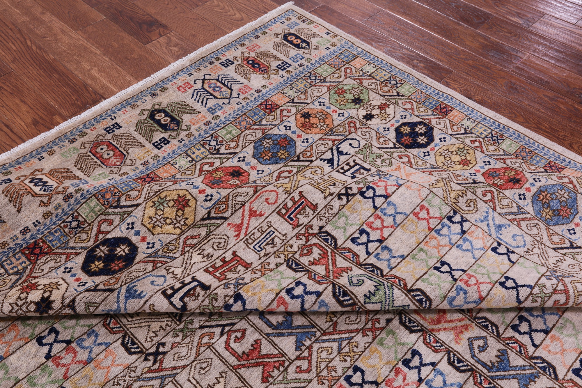 Turkmen Ersari Handmade Wool Rug - 8' 0" X 9' 6" - Golden Nile