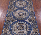 Blue Turkmen Ersari Hand Knotted Wool Rug - 2' 11" X 7' 10" - Golden Nile