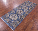 Blue Turkmen Ersari Hand Knotted Wool Rug - 2' 11" X 7' 10" - Golden Nile