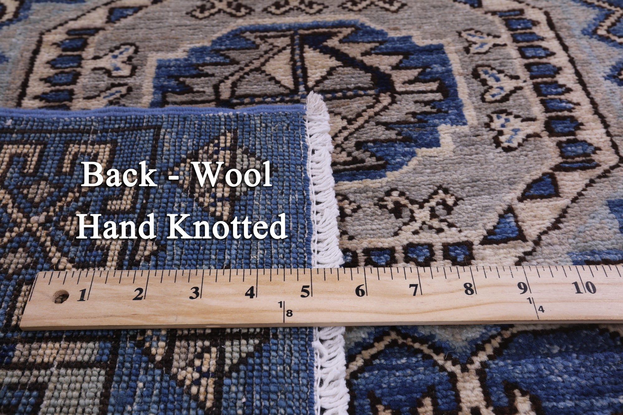 Blue Turkmen Ersari Hand Knotted Wool Rug - 2' 11" X 7' 10" - Golden Nile