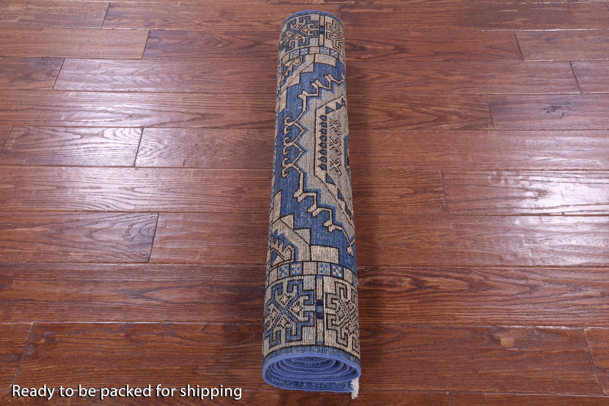 Blue Turkmen Ersari Hand Knotted Wool Rug - 2' 11" X 7' 10" - Golden Nile