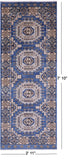 Blue Turkmen Ersari Hand Knotted Wool Rug - 2' 11" X 7' 10" - Golden Nile