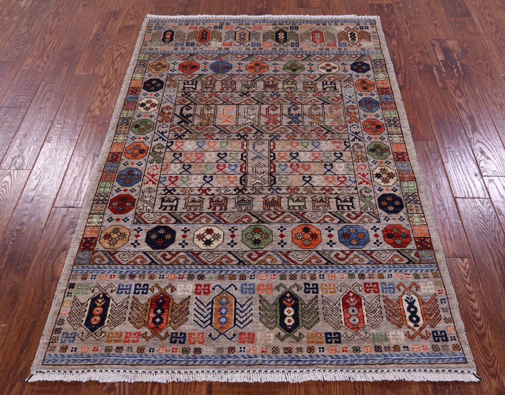 Turkmen Ersari Hand Knotted Wool Rug - 3' 11" X 5' 9" - Golden Nile