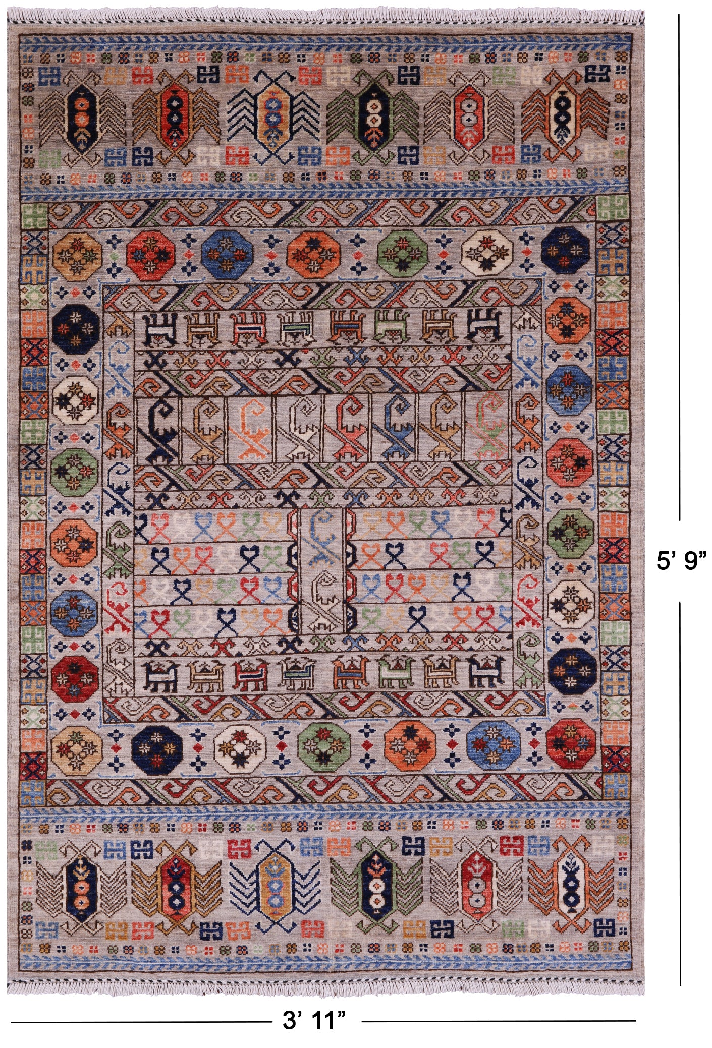 Turkmen Ersari Hand Knotted Wool Rug - 3' 11" X 5' 9" - Golden Nile