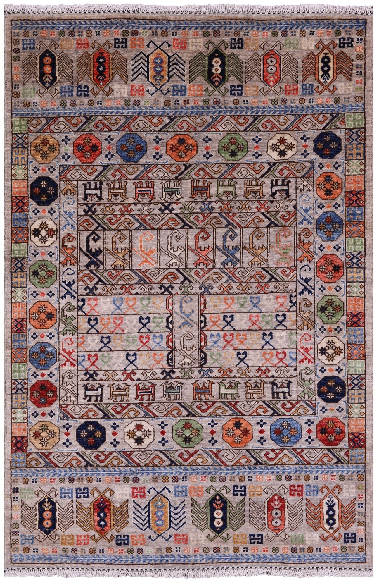 Turkmen Ersari Hand Knotted Wool Rug - 3' 11" X 5' 9" - Golden Nile