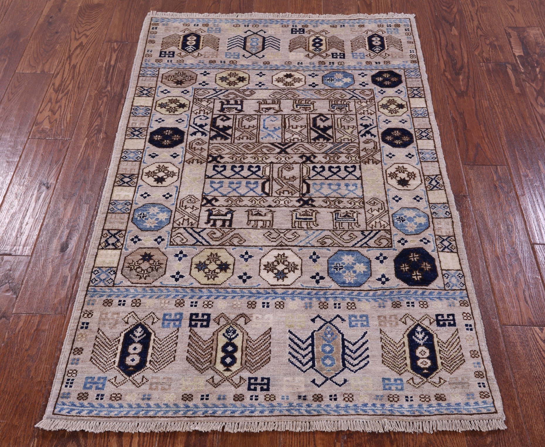 Turkmen Ersari Hand Knotted Wool Rug - 3' 2" X 4' 11" - Golden Nile
