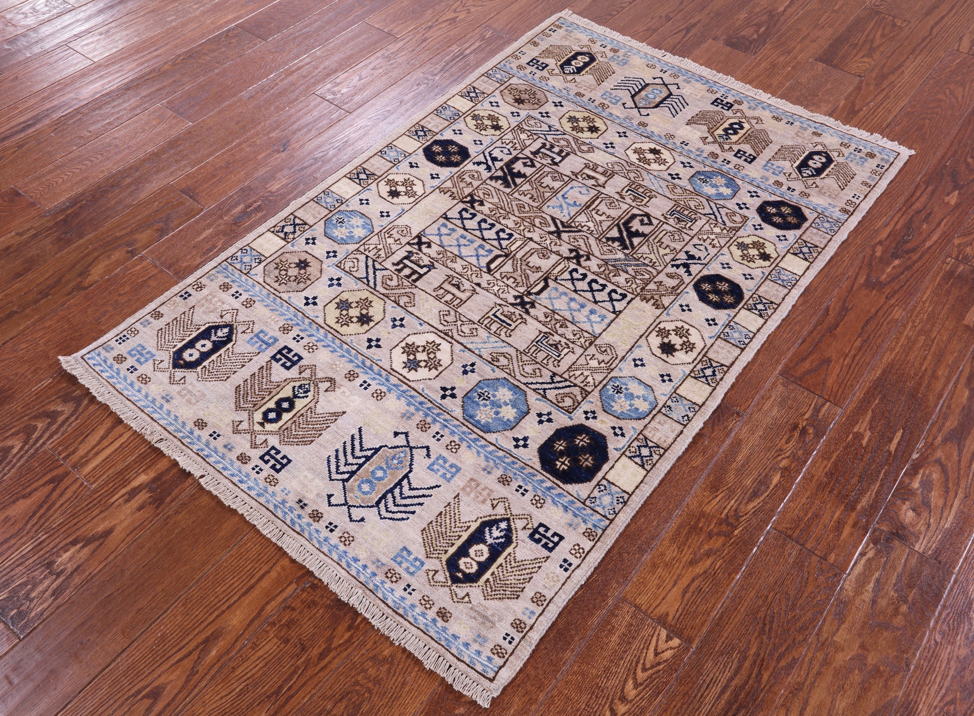 Turkmen Ersari Hand Knotted Wool Rug - 3' 2" X 4' 11" - Golden Nile