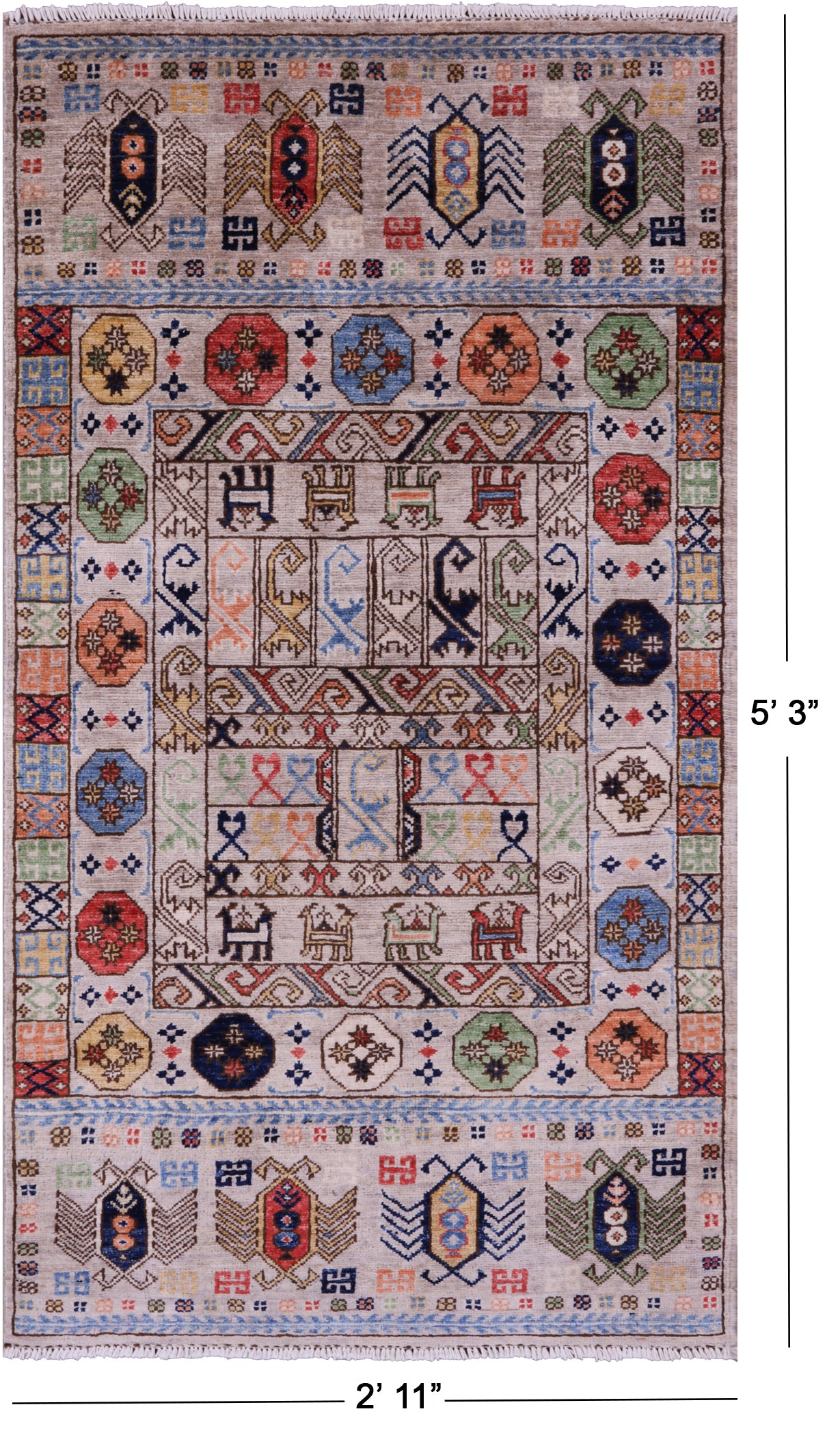 Turkmen Ersari Hand Knotted Wool Rug - 2' 11" X 5' 3" - Golden Nile