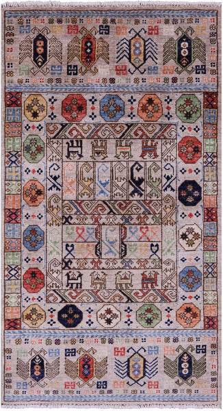 Turkmen Ersari Hand Knotted Wool Rug - 2' 11" X 5' 3" - Golden Nile