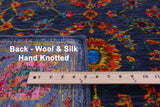 Blue Persian Tabriz Hand Knotted Wool & Silk Runner Rug - 4' 1" X 12' 2" - Golden Nile