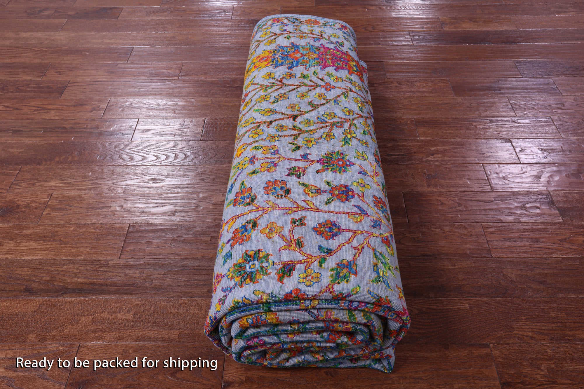 Blue Persian Ziegler Hand Knotted Wool & Silk Rug - 8' 1" X 16' 1" - Golden Nile