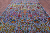 Blue Persian Ziegler Hand Knotted Wool & Silk Rug - 8' 1" X 16' 1" - Golden Nile