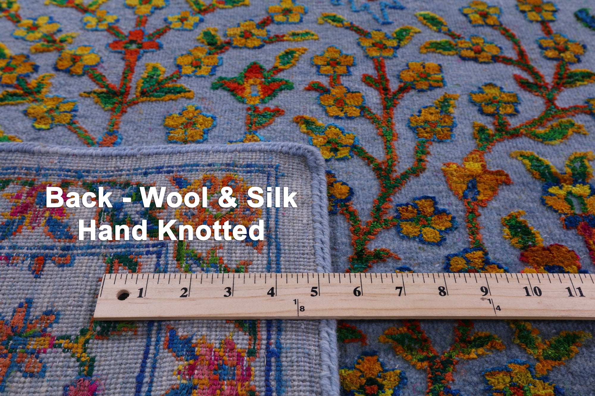 Blue Persian Ziegler Hand Knotted Wool & Silk Rug - 8' 1" X 16' 1" - Golden Nile