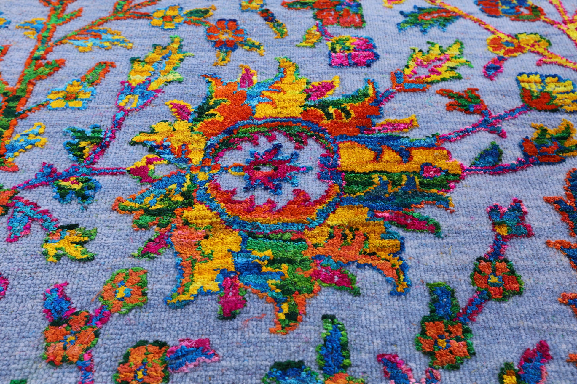 Blue Persian Ziegler Hand Knotted Wool & Silk Rug - 8' 1" X 16' 1" - Golden Nile