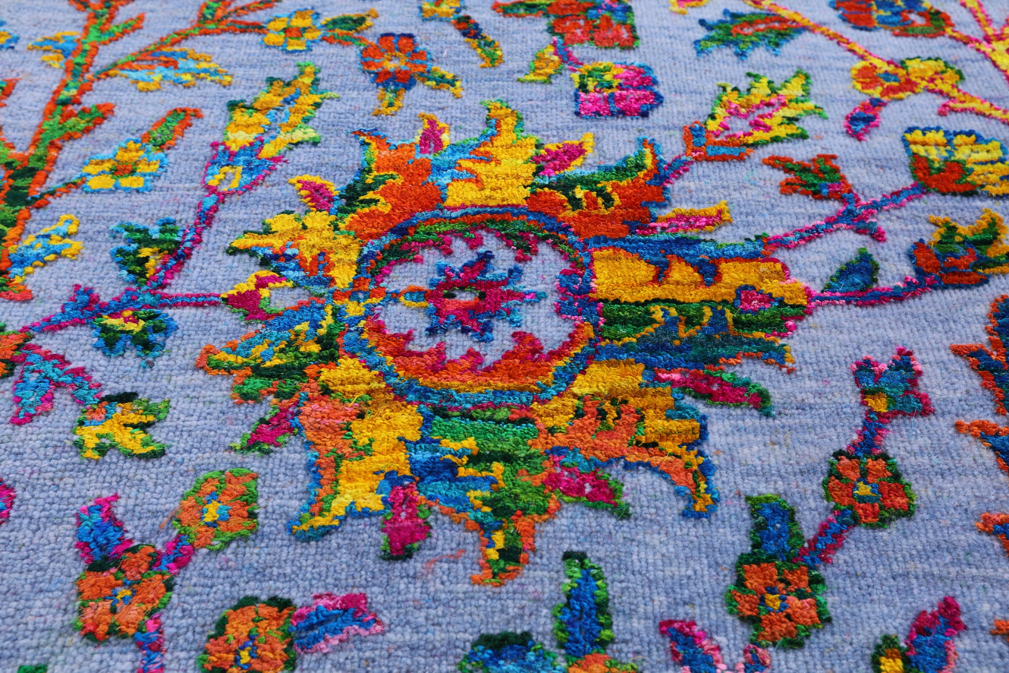 Blue Persian Ziegler Hand Knotted Wool & Silk Rug - 8' 1" X 16' 1" - Golden Nile